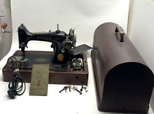 VINTAGE Heavy Duty Singer 99-13 Sewing Machine, Keys, Manual, Bentwood Case picture