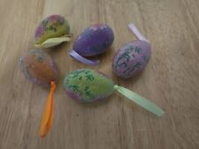 Vintage Lot of 5 Textured Hanging Easter Eggs Floral Flowers picture