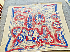 Vintage 40s Vivid LOS ANGELES CA Square Souvenir Tablecloth 36 x 36 picture