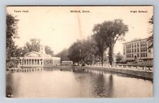 Milford CT-Connecticut, High School, Town Hall, Antique Vintage Postcard picture