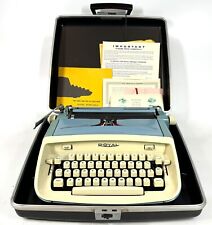 1967 ROYAL Aristocrat Manual Metal Portable Typewriter Teal Blue w/ Case WORKS picture