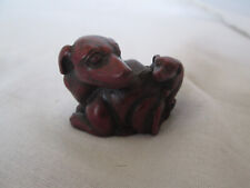 Chinese Zodiac Animal Dog & Puppy Red Resin Feng Shui Figurine 1  1/4