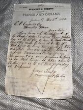 Antique 1882 Correspondence Summers & Horton Piano Organ Dealer to Worcester MA picture