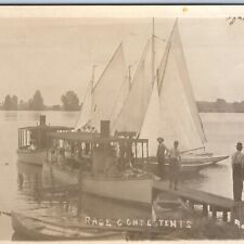 c1910s Boat Race Contestants RPPC Steam Sail Boat Lake Photo Eclipse Omaha A126 picture