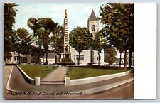 First Church & Monument c1900's Nashua New Hampshire NH Vtg Leighton Postcard picture