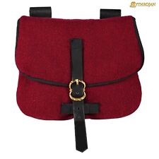Late Medieval Woolen Belt Bag Renaissance Cosplay Purse Costume Accessory Maroon picture