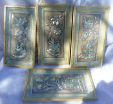 Lot of 4 MCM Metalcraft Four Seasons Wall Art Plaques 1950's picture