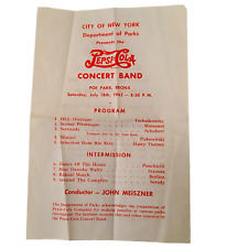RARE 1942 Vintage PEPSI Concert Band Program BRONX NY Poe Park NYC 1940s WWII picture