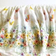 Butterfly Bedspread Vtg. 70's White Full Size Large Ruffle Made in USA Rare VGC picture