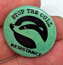 Vintage Stop The Cull Beaver Cruelty Resistance Badge Pin 1379 picture