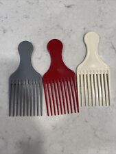 Vintage Goody Hair Lift Picks LOT Of 3 Large Grey Cream Red Made In USA picture