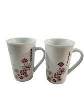 Set of 2 Starbucks 12 oz Coffee Mugs Red Gold Snowflakes picture