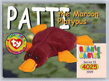 1999 Ty Beanie Babies Official Club Patti the Maroon Platypus Trading Card #205 picture