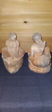 VINTAGE BIG CHUNKY 9+ LBS HEAVY STONE NATIVE AMERICAN CANOE BOOKENDS  picture