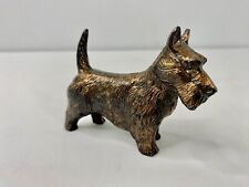 Mini Scottish Terrier Scottie Dog Metal Figurine Vintage Paperweight 3” 10oz picture