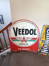 Veedol motor oil Sign original Double Sided Flying A Gas Oil Advertising 🔥 Rare picture