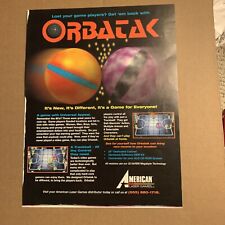 Original 1995 ad  11- 8 3/8'' orbatak american laser   ARCADE GAME FLYER     picture