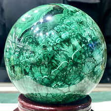 8.6LB Rare Large Natural Malachite quartz hand Carved sphere Crystal Healing picture