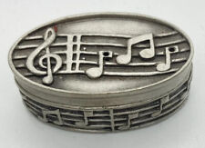 VTG Ms Dee Pewter Music Note Trinket Box Necklace MSDEE Collectible No. 10 picture