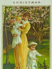 1870's-80's Lovely Adorable Mother & Kids Loving Victorian Christmas Card *B picture