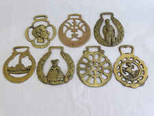 Assorted Brass Horse Medallions / Antique / Lot of 7 picture