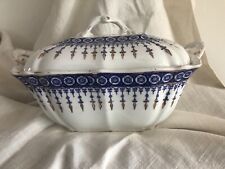 Antique John Maddock & Sons Soup Tureen w Lid Royal Vitreous Blue & White picture