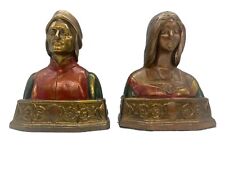 Vintage Dante & Beatrice Pompeian Bronze Bookends Approximately 7 inch tall. picture