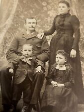 Cabinet Card Photo of Victorian Era Family w/ Two Young Children Circa 1880’s picture