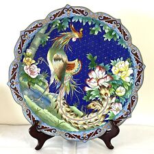 12.25 Inches Wide Vintage Chinese Cloisonne Phoenix Floral Charger  picture
