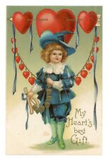 Clapsaddle Antique Signed St. Valentine's Postcard Embossed Child Hearts c1909 picture