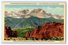 c1930s Pikes Peak View, Garden of Gods, Royal Gorge Route Unposted Postcard picture