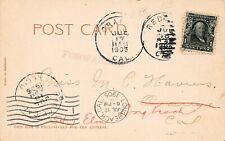 Forwarded Cancellation Postal Stamp 1905 Long Beach Orange CA Vtg Postcard V6 picture