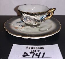 Vintage DRAGON WARE BLACK MORIAGE MINIATURE Tea Cup and Saucer picture