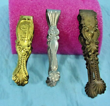 ANTIQUE VINTAGE LOT OF 3 MINIATURE CANDY-SUGAR METAL TONGS picture