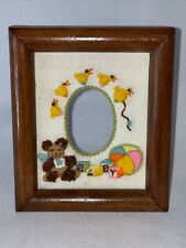 Small Vintage Wooden Picture Frame with Cross Stitch Baby Border Frame is 5 x 6 picture