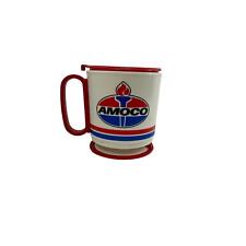 Vintage Amoco Logo Plastic Travel Mug Trucker Oil Gas Food Shop w/ Red Holder picture