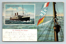 German c1907 DB Postcard Fredrick the Great Norddeutscher Lloyd Steamer Ship picture