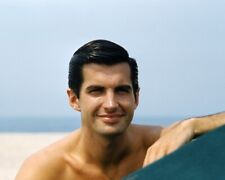 George Hamilton Handsome Bare Chested Portrait on Beach 1960's 8x10 Real Photo picture