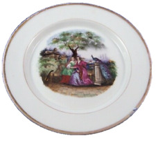 Antique 19thC KPM Porcelain Lady & Peacock Scene Scenic Plate Porzellan Teller picture
