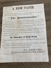 19th C Advertisement For The Inaugural Issue Of The Constitutionalist Plainfield picture