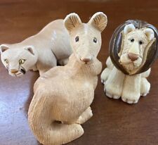 3 Vintage Artesania Rinconada Signed Figurines Ceramic, Lions And Kangaroo picture