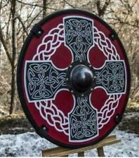 Viking Style Designer Red Armor Round Costume Wood Shield Round Templar Shield picture