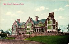 1914 Postcard High School Brick Building Methuen Massachusetts MA Posted picture