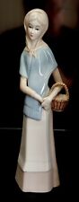 Lladro Stile Royal Coronet Porcelain Lady  With Egg Basket Statue Figurine picture