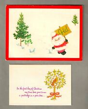 2 Vintage 1974 Christmas Cards, American Greetings, Santa, Partridge Pear Tree picture