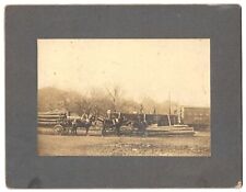 Old Cabinet Photo Loading Logs On P & R and D L & W Train Cars Wernersville, PA picture
