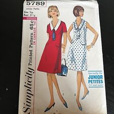 Vintage 1960s Simplicity 5789 JR Petite Dress with Collar Sewing Pattern 5 UNCUT picture