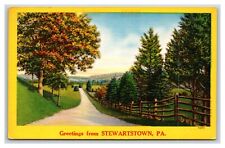 Generic Scenic Greetings Road Stewartstown Pennsylvania UNP Linen Postcard U21 picture