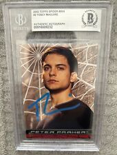 Rare Tobey Maguire Signed Spider-Man Topps 2002 #2  Trading Card  Beckett picture