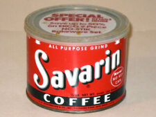 Vintage 1960s SAVARIN COFFEE Advertising Tin Can Rare HALF Pound COFFEE CAN picture